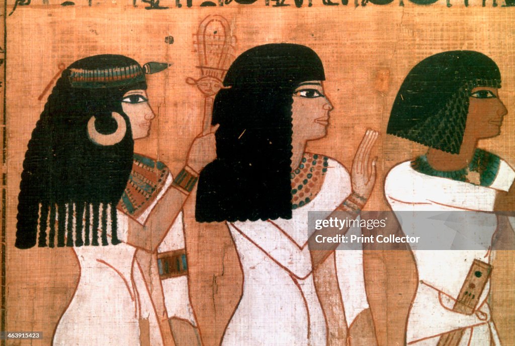 Three sisters, detail from an Ancient Egyptian mural.
