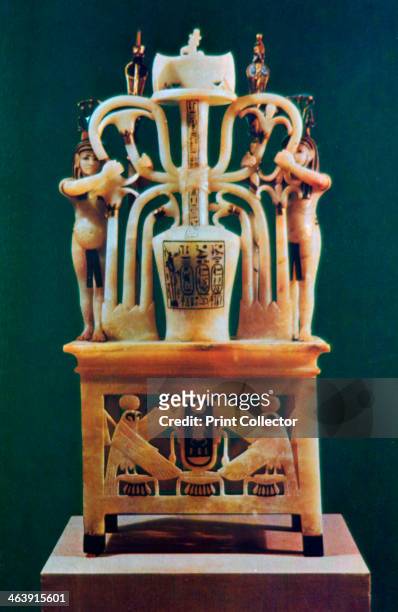Alabaster perfume vase from the Tomb of Tutankhamun, 14th century BC. From the Treasure of Tutankhamun , discovered in the pharaoh's tomb and today...