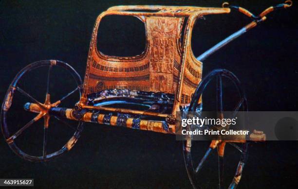 Tutankhamun's burial chariot, 14th century BC. From the Treasure of Tutankhamun , discovered in the pharaoh's tomb and today kept at the Cairo...