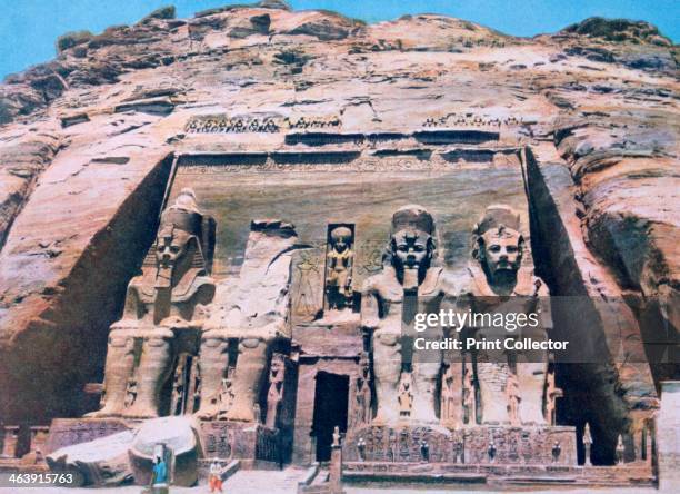 Temple of Abu Simbel, Egypt, 20th century. Colossal statues at the entrance to the Temple of Abu Simbel built during the reign of Rameses II and...