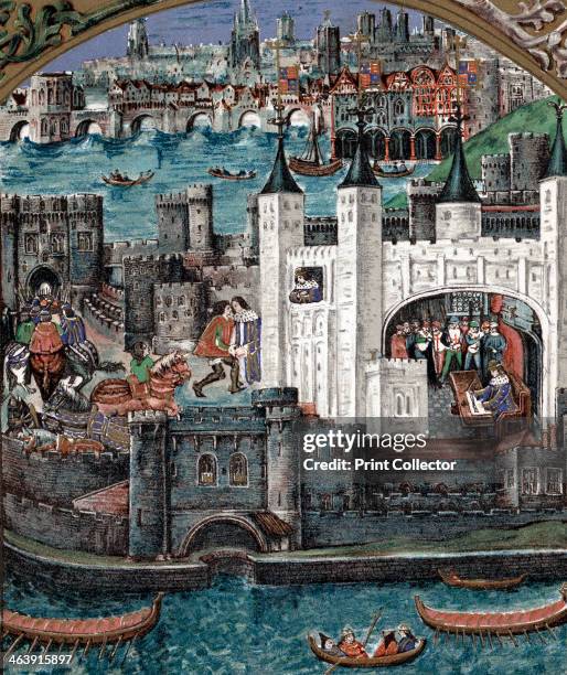 Henry VII at the Tower of London, 1485-1509. Henry , the first Tudor monarch, is variously shown greeting a guest, looking out of a window, and...