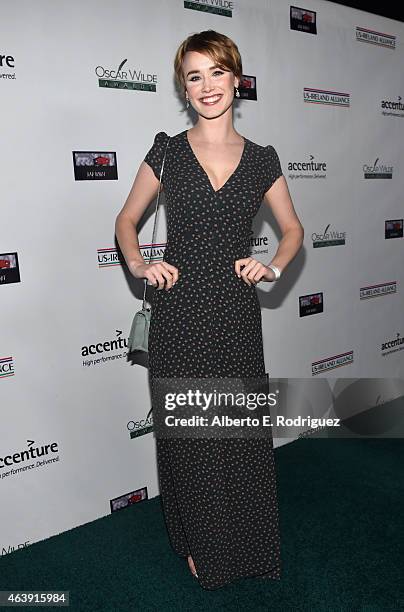 Actress Dominique McElligott attends the US-Ireland Aliiance's Oscar Wilde Awards event at J.J. Abrams' Bad Robot on February 19, 2015 in Santa...