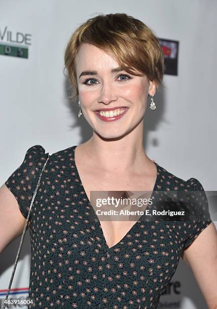 Actress Dominique McElligott attends the US-Ireland Aliiance's Oscar Wilde Awards event at J.J. Abrams' Bad Robot on February 19, 2015 in Santa...