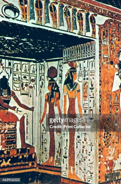 Wall Painting, Tomb of Nefertiti, Thebes, Egypt. Nefertiti was the Great Royal Wife of the Egyptian Pharaoh Amenhotep IV.