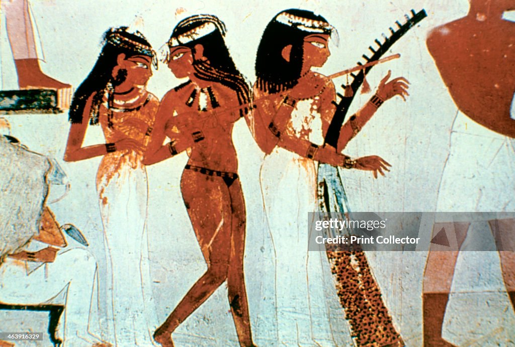 Wall Painting, Detail, Group of Musicians, Tomb of Nakht, Thebes