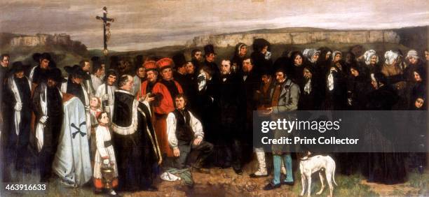 'The Funeral at Ornans', 1850. This realistic representation of a simple country funeral, with the village priest leading the cortege to the open...