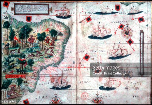 Map of Brazil by Portuguese navigators Pedro Reinel and Lopo Homen, c1525.