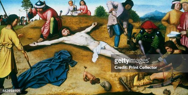 'Christ Nailed to the Cross', c1481. From the National Gallery, London.