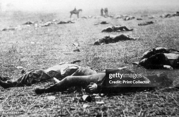 'Death on a Misty Morning', aftermath of the Battle of Gettysburg, American Civil War, 5 July 1863. Gettysburg was the largest battle ever fought in...