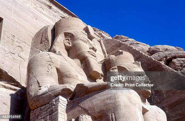 Statues of Rameses II, in front of the main temple, Abu Simbel, Egypt, early 13th century BC.