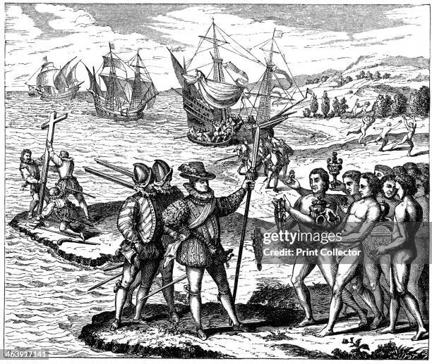 Christopher Columbus, Genoese explorer, discovering America, 12 May 1492 . Sponsored by Ferdinand and Isabella of Spain, Columbus set out to discover...