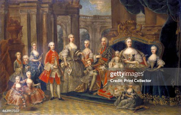 'Austrian Imperial Family', c1764. Empress Maria Teresa , Archduchess of Austria, Queen of Hungary and Bohemia with husband Emperor Francis I , Holy...