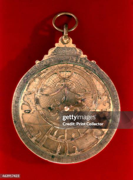 Astrolabe, Arabian navigational instrument, 11th century. An astrolabe was an ancient navigational instrument, forerunner of the sextant, to fix the...