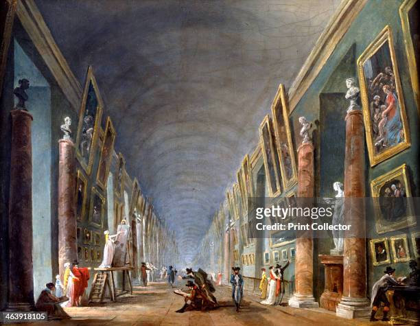 'The Grand Gallery, Louvre, Paris', 1801-1805. The Louvre Museum was built as a fortified palace for Philip Augustus in the centre of Paris.