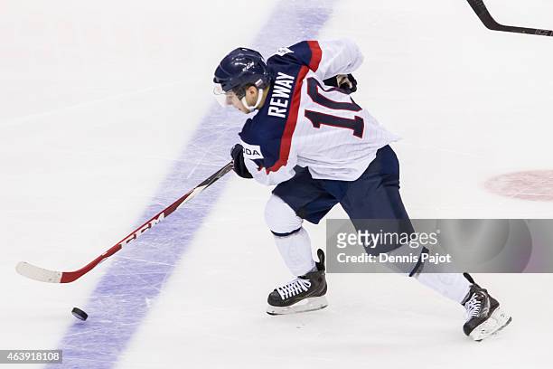 Forward Martin Reway of Slovakia moves the puck against Canada during the 2015 IIHF World Junior Championship on January 04, 2015 at the Air Canada...