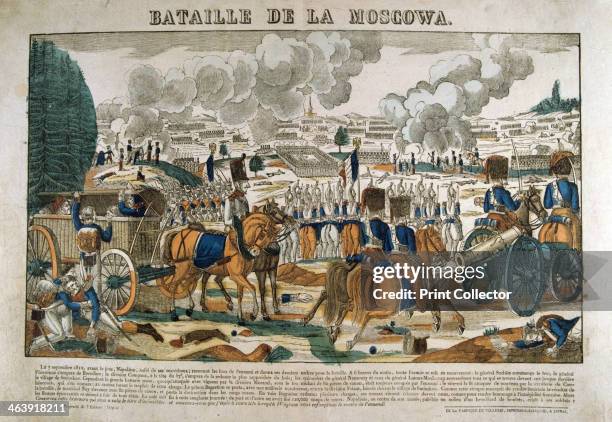 Battle of Borodino, Russia, 7 September 1812, . With 44,000 Russian casualties and 30,000 French losses, the battle was indecisive, as Napoleon...