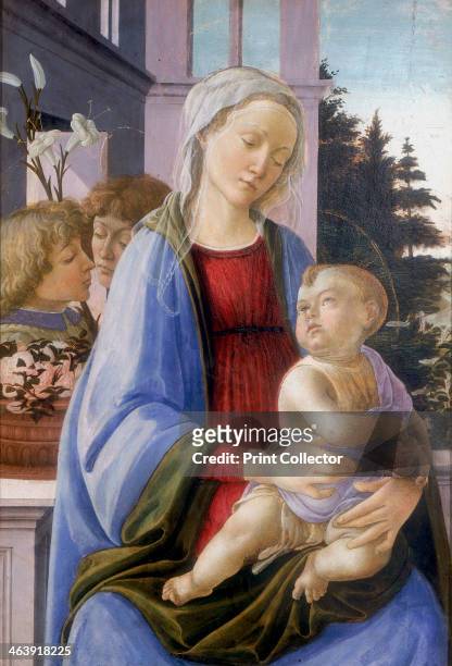 'The Virgin and Child with Two Angels', 1472-1475. Also called 'The Virgin of the Pomegranate'. The infant Christ holds a pomegranate, the symbol of...