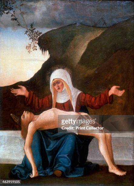 'Pieta', early 16th century. The Virgin Mary laments over the body of the crucified Christ. From the Loredan Palace, Venice, Italy.