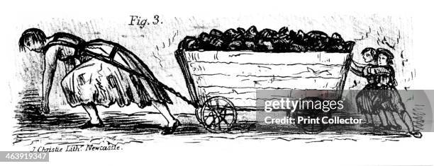 Woman and children coal 'putters', Mid and East Lothian, Scotland, 1848. From A Treatise on the Winning and Working of Collieries by Matthias Dunn. .