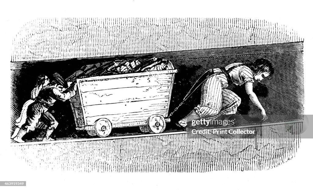 Woman and children coal 'putters', Mid and East Lothian, Scotland, c1848.