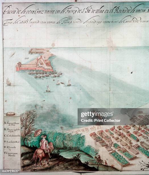 City of Veracruz, Mexico, 17th century. Detail from a map of the city which lies on the Caribbean, on the east coast of Mexico. It was first founded...