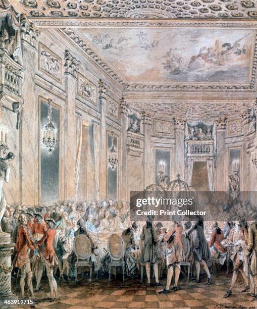 'Feast at Louveciennes', 1771. Feast given by Madame du Barry for Louis XV on 2nd September 1771 at the inauguration of the Pavillon at Louveciennes....
