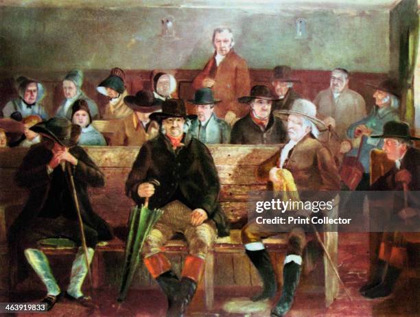 Quaker meeting, 1839. The Protestant denomination known as the Society of Friens, or the Quakers, originated in England in the mid 17th century. It...