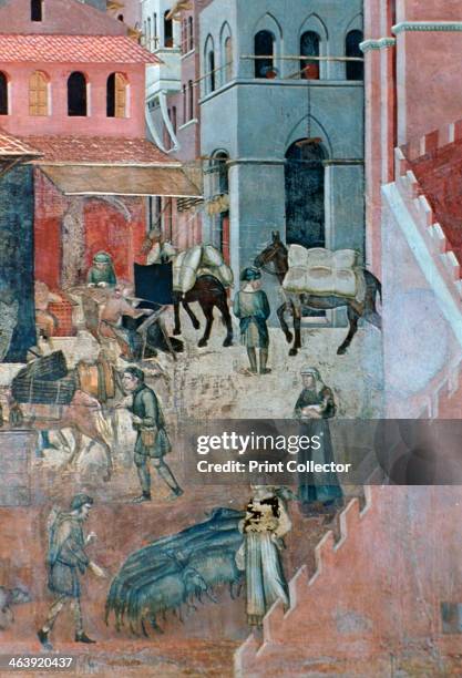 'Effects of Good Government on the City Life', , 1338-1340. Ambrogio Lorenzetti frescoed the side walls of the Council Room of the City Hall of...
