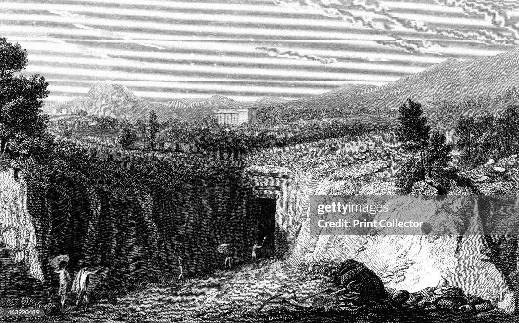 Excavation leading to the remains of the Roman town of Herculaneum, Italy, 1815.