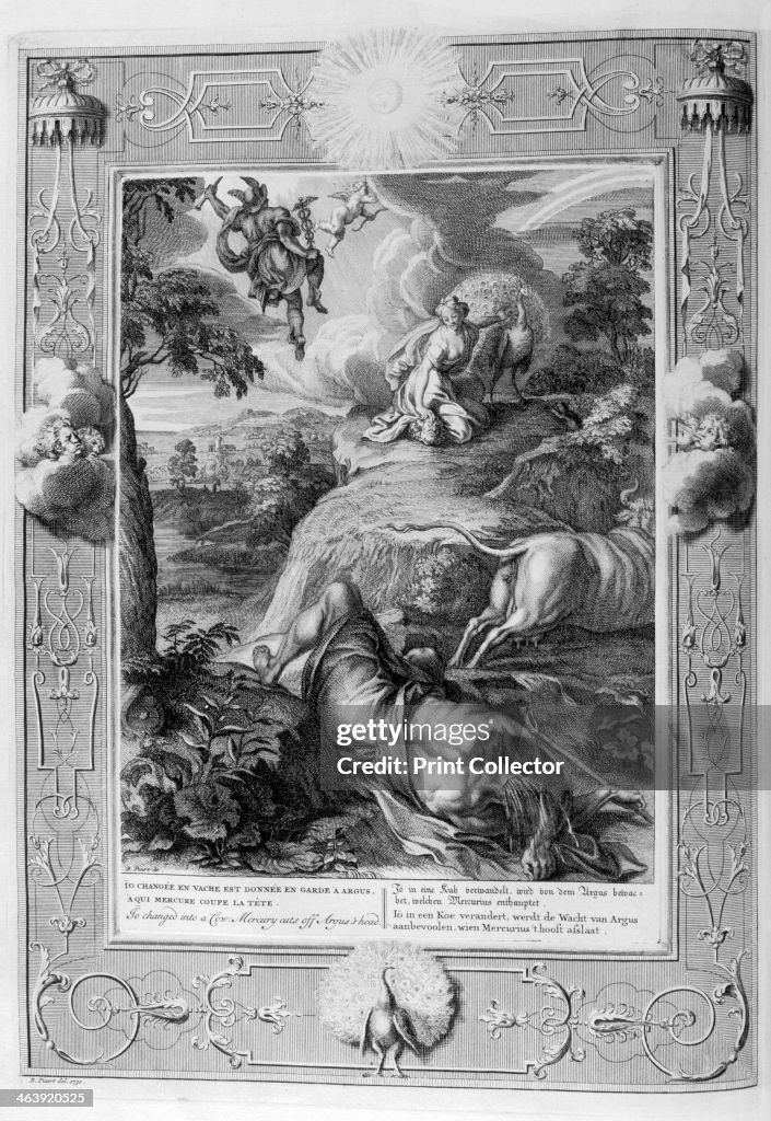Io changed into a cow: Mercury cuts off Argus' head, 1733. Artist: Bernard Picart