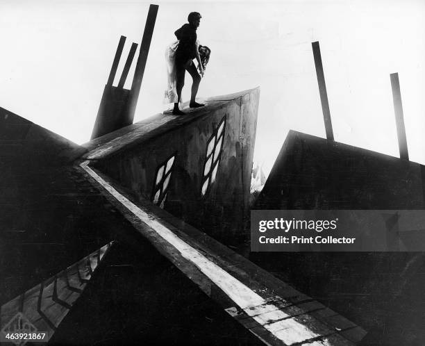 Scene from 'The Cabinet of Dr Caligari', 1920. German Expressionist silent film with a story of murder and intrigue. Director: Robert Wiene. Still...