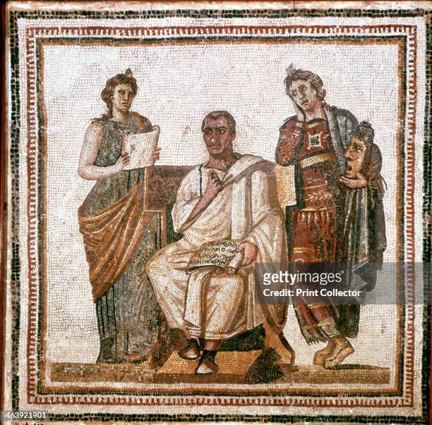 Virgil and the Muses, Roman mosaic from Sousse, Tunisia, 3rd century AD. Located in the collection of the Bardo Museum, Tunisia.