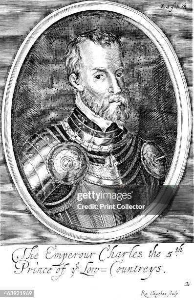 Charles V, King of Spain and Holy Roman Emperor from 1519, 17th century. Charles depicted in armour and wearing the chain of the Order of the Golden...