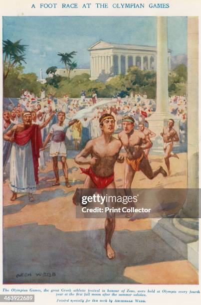 Foot Race at the Olympian Games', Ancient Greece. The Olympian Games, the great Greek athletic festival in honour of Zeus, were held at Olympia every...