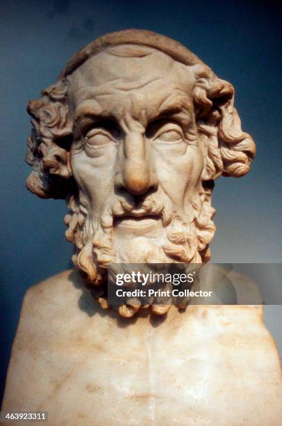 Homer, Greek epic poet. Homer is credited with the authorship of the great epic poems, the Iliad and the Odyssey. Roman copy of a lost Greek bust of...