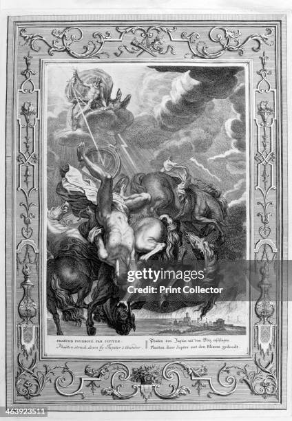 Phaeton struck down by Jupiter's thunderbolt, 1733. A plate from Le Temple des Muses, Amsterdam, 1733. Found in the collection of Jean Claude...