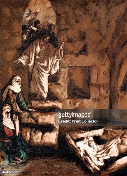 Jesus raising Lazarus from the tomb, 1897. Illustration by JJ Tissot for his Life of Our Saviour Jesus Christ.