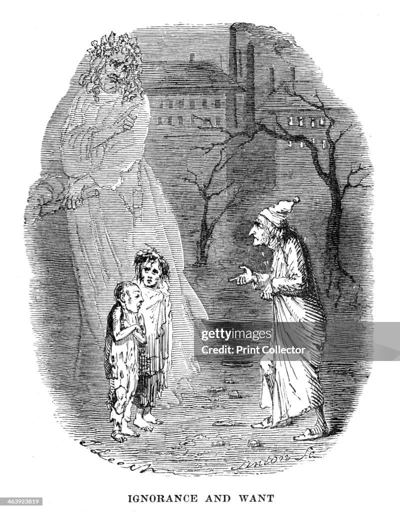 Scene from A Christmas Carol by Charles Dickens, 1843.