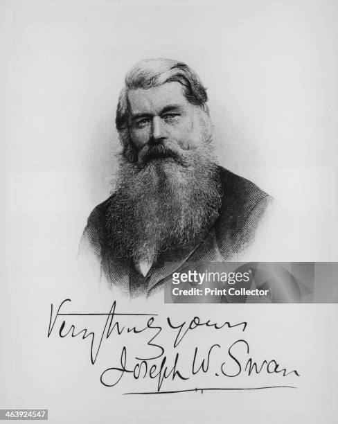 Sir Joseph Wilson Swan, scientist and inventor, c1900. Swan invented the incandescent electric lamp in Britain at about the same time as Thomas...