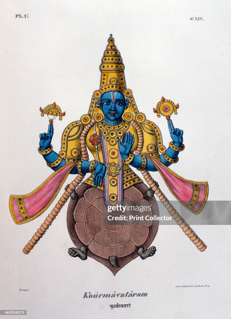 Vishnu, one of the gods of the Hindu trinity (trimurti), 1828. Artist: Anon