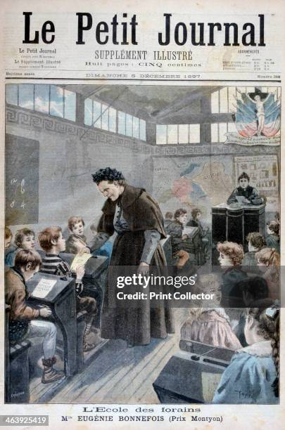 Mademoiselle Eugenie Bonnefois, founder of a school for children of fairground workers, 1897. An illustration from Le Petit Journal, 5th December...