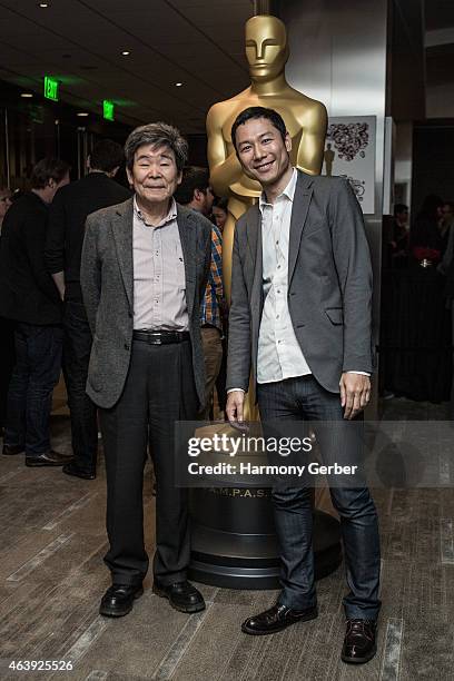 Isao Takahata and Yoshiaki Nishimura attend the 87th Annual Academy Awards Oscar Week Celebrates Animated Featuresat Samuel Goldwyn Theater on...