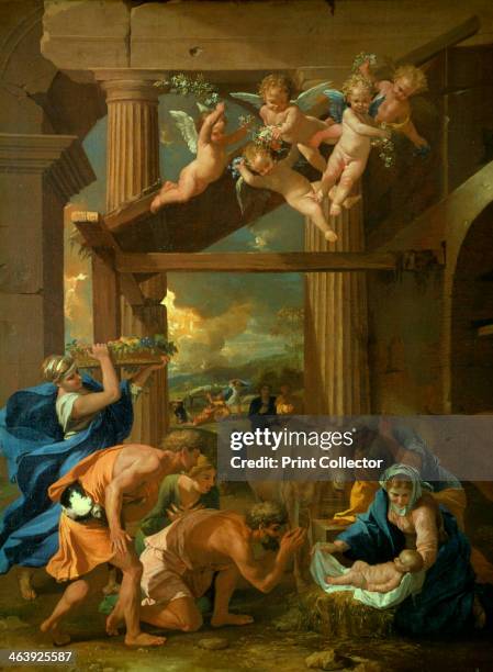 'The Adoration of the Shepherds', c1633. The shepherds come to adore new-born Jesus in the stable. New Testament . In the background the angel...