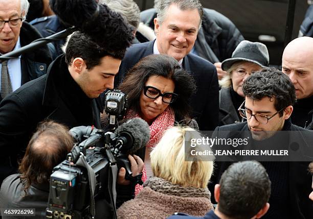 Francoise Bettencourt-Meyers , daughter of France's richest woman Liliane Bettencourt, and her sons Nicolas and Jean-Victor , arrive at the...