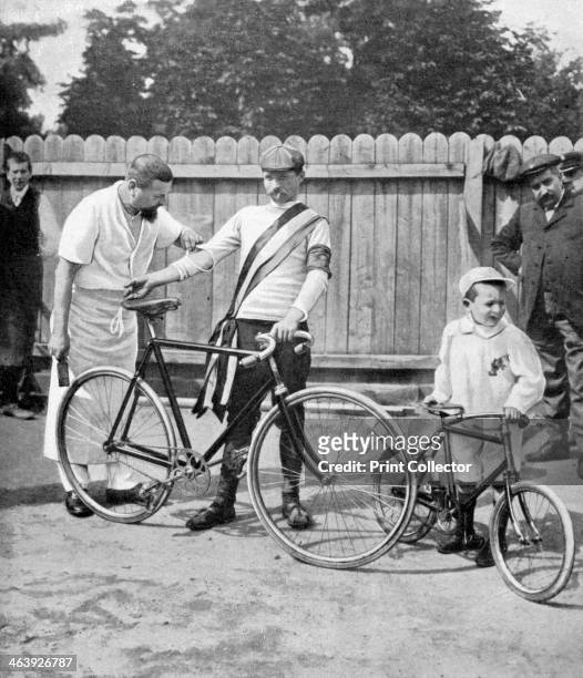 Maurice Garin, winner of the inaugural Tour de France, 1903. A print from La Vie au Grand Air, 24th July 1903. Garin was initially declared the...
