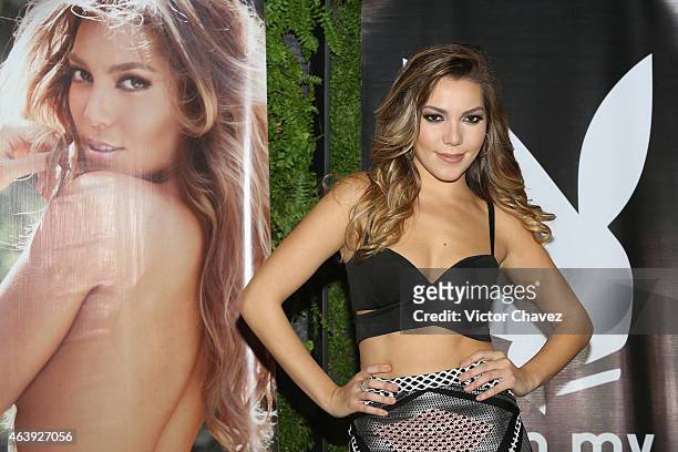 Frida Sofia attends the Playboy Mexico magazine february 2015 issue photocall and press conference at Rustik Kitchen on February 19, 2015 in Mexico...