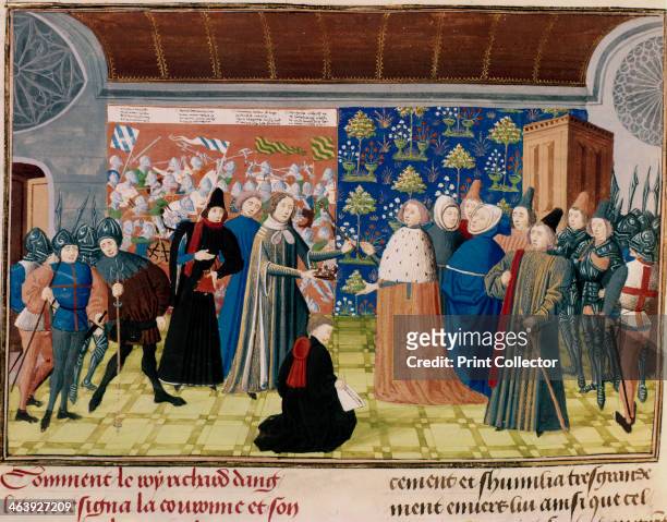 Richard II surrendering the crown, 1399. Richard II became King of England in 1377. In 1399, while he was away in Ireland, his cousin, Henry...