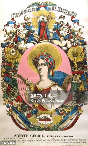 St Cecilia or Cecile, legendary Roman martyr, 19th century. In 1584 Saint Cecilia became patron saint of music when selected by the Academy of Music...