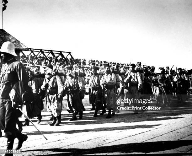 French troops, Tientsin, China, 1900. The Chinese port city of Tientsin was occupied by Boxer rebels on 30 May 1900 and foreign concessions were...