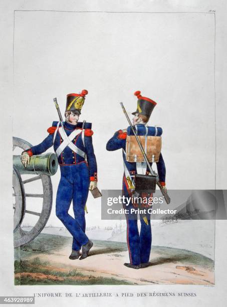 Uniforms of a Swiss artillery regiment, 1823.